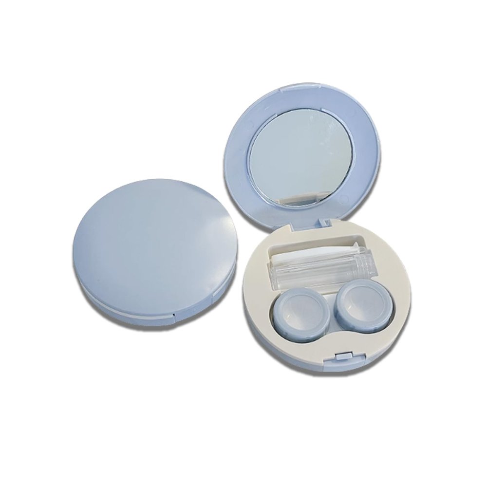 Desuibao 2 Pack Travel Contact Lens Case Kit Leak Proof, Cute Eye Contact Case with Mirror Tweezers Remover Tool Solution Bottle, Portable Daily Contact Lens Holder Storage Box for Outdoor (Blue)
