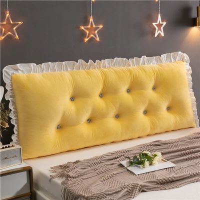 YOUGANG Luxury Bolster Headboard Pillow with Fixing Ties,Daybed Pillows Bed Rest Reading Pillow Backrest Positioning Support Pillow with Washable Cover (Yellow,150cm)