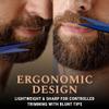 ONTAKI 5" Beard Moustache Scissors Professional German Steel 2 Comb Carrying Pouch Mustache Trimming - Hand Forged Bevel Edge Precision Men Facial Hair Grooming Kit All Body Hair (Midnight Blue) view 3
