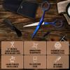 ONTAKI 5" Beard Moustache Scissors Professional German Steel 2 Comb Carrying Pouch Mustache Trimming - Hand Forged Bevel Edge Precision Men Facial Hair Grooming Kit All Body Hair (Midnight Blue) view 4