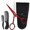 Ontaki 5" Beard & Mustache Scissor with Combs for Men - True Red view 1