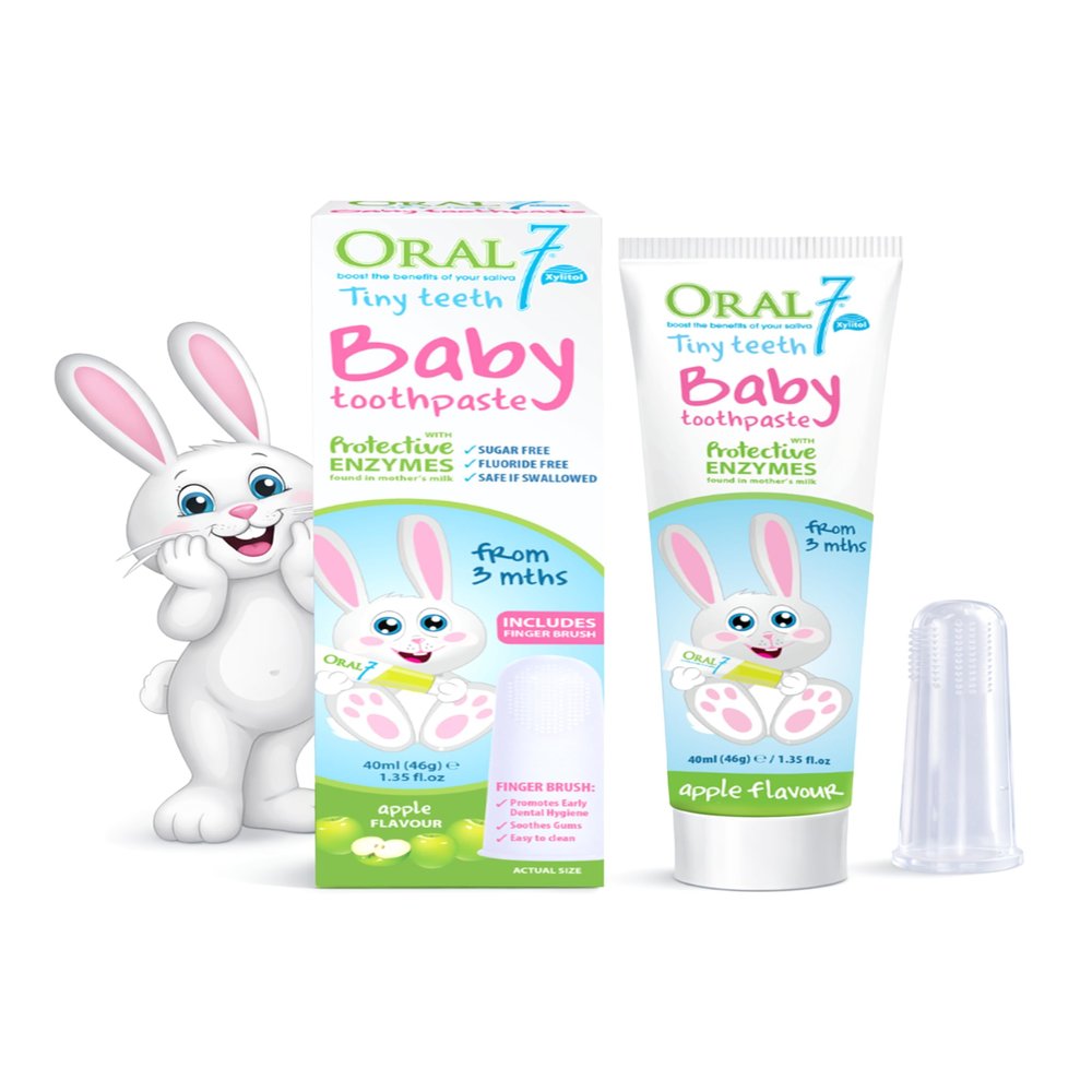 Oral7 Baby Toothpaste with Finger Toothbrush, Apple, 40ml