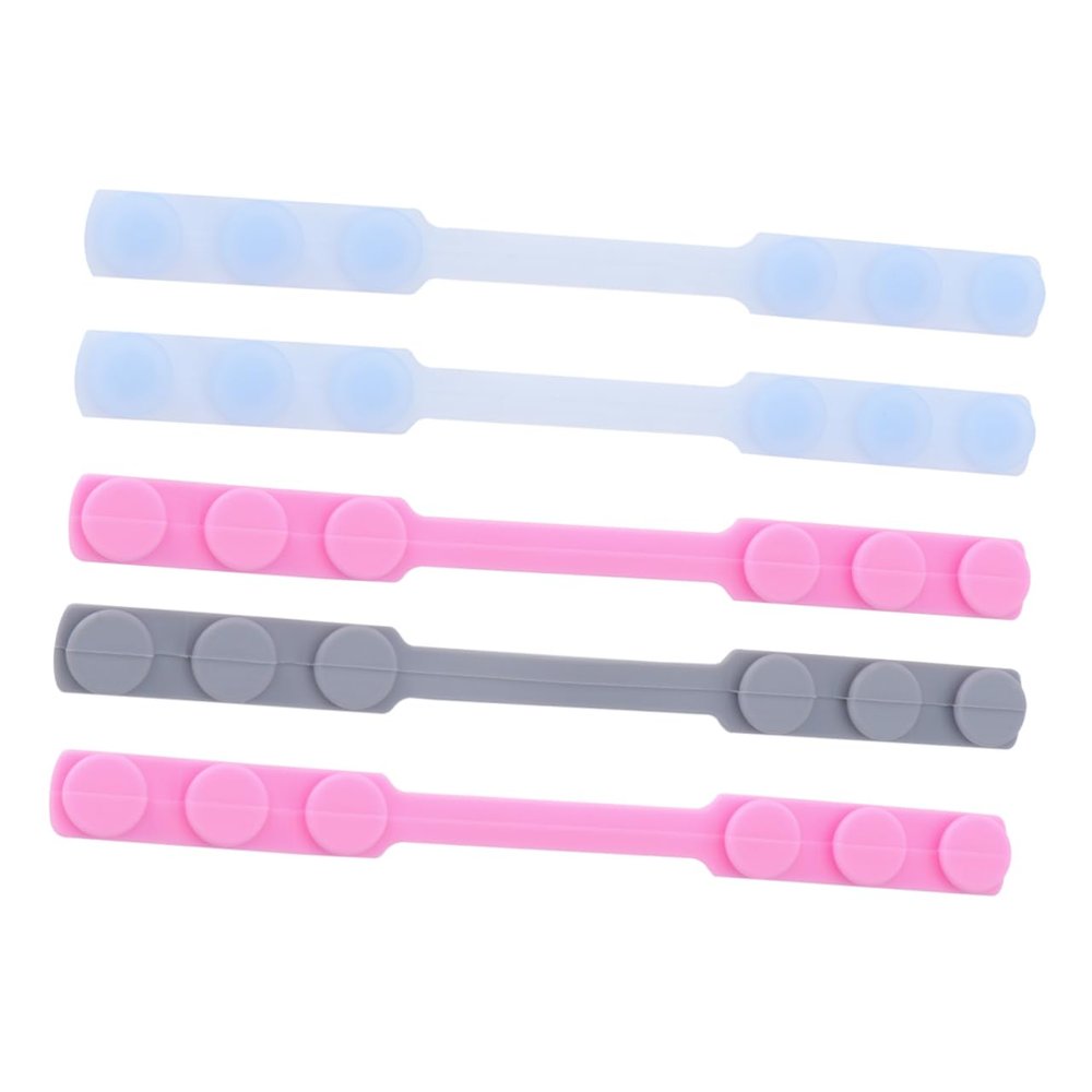 Baluue 5pcs Reusable Silicone Mask Ear Hooks Adjustable Mask Extension Buckles Anti-Pain Ear Saver Accessories for Comfortable Wearing Random Color