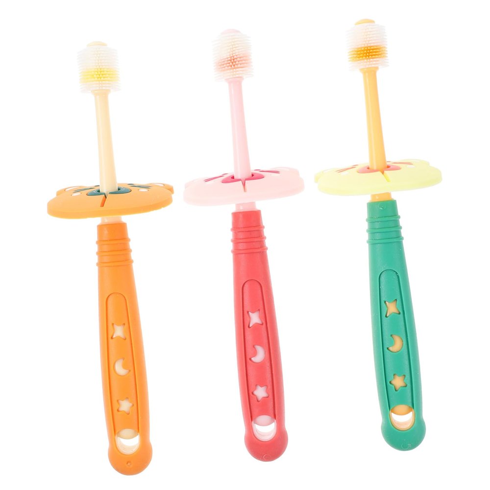 Healeved 3pcs Begin Early Boys and Girls Toothbrush Boy Girl Brush Year Old Soft Bristles Tooth Cleaning Brush