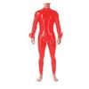 YGZHANYUANOKU Male Back Zipper Open Crotch Bodysuits Glossy PVC Leather Round Neck Skinny Long Sleeve Jumpsuits Mens Nightclub Zentai Customizable,Red,M view 1