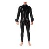 YGZHANYUANOKU Male Back Zipper Open Crotch Bodysuits Glossy PVC Leather Round Neck Skinny Long Sleeve Jumpsuits Mens Nightclub Zentai Customizable,Red,M view 3