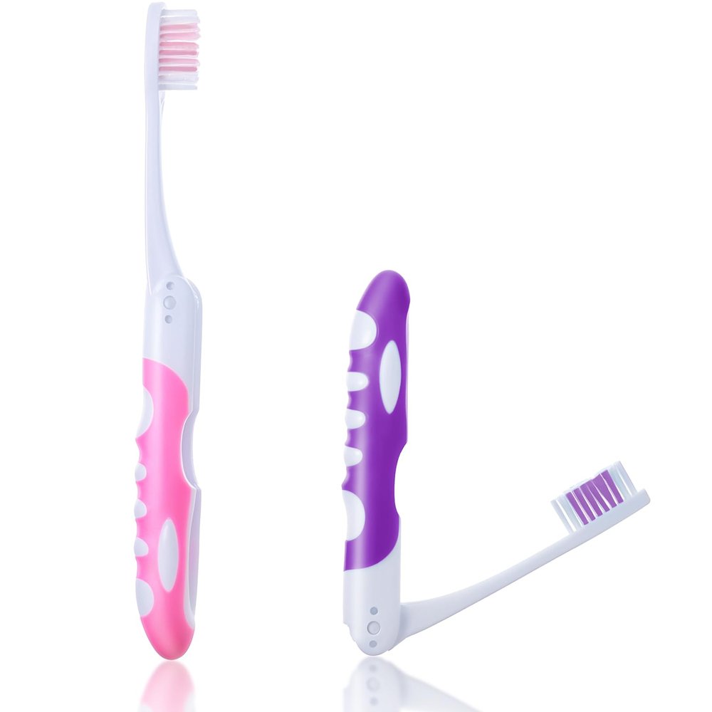 2Pcs Portable Folding Travel Toothbrush Set with Soft Bristles for Hiking, Camping, and Traveling