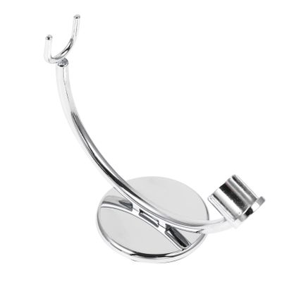 Baluue Unique Shaped Stand Holder for Men's Shaving Decorative Storage Rack with Stable Design for Optimal Drying and Cleanliness Silver Finish