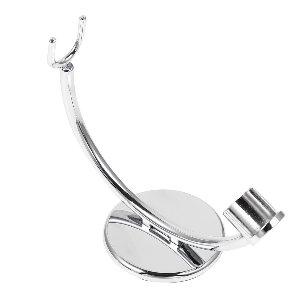 Baluue Unique Shaped Stand Holder for Men's Shaving Decorative Storage Rack with Stable Design for Optimal Drying and Cleanliness Silver Finish