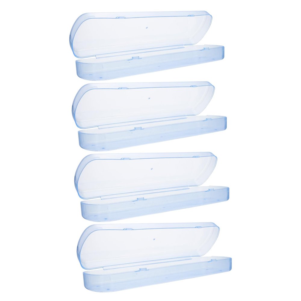 Baluue 4pcs Plastic Toothbrush Box Portable Toothbrush Case with Smooth Edges Convenient to Carry Travel Organizer for Business Trip and Camping
