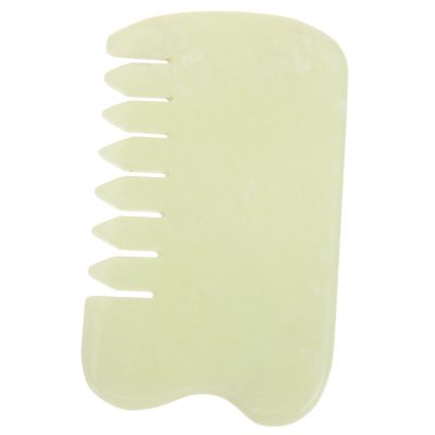 KOMBIUDA Natural Jade Gua Sha Comb for Head and Neck Massage, Jade Scraping Massage Tool Facial and Scalp Relaxation, Improve Skin and Muscle Tension, for Body and Wellness