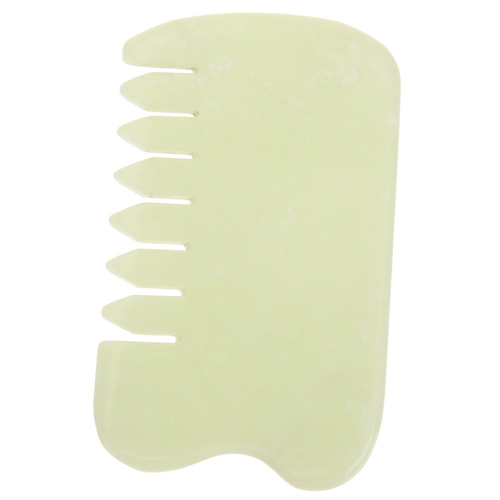 KOMBIUDA Natural Jade Gua Sha Comb for Head and Neck Massage, Jade Scraping Massage Tool Facial and Scalp Relaxation, Improve Skin and Muscle Tension, for Body and Wellness