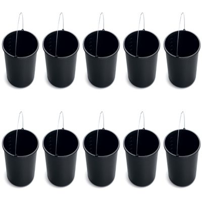 Black Plastic Bucket by Stolmet, Four Sizes (5L, 12L, 16L, 20L), Durable and Versatile solution for use at home, garden, construction sites, or workshops, Set of 1, 3, 5 or 10 (10, 20, Liters)