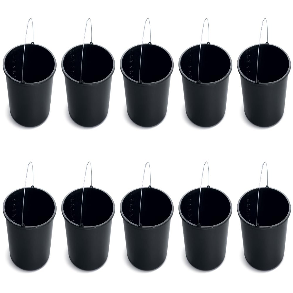 Black Plastic Bucket by Stolmet, Four Sizes (5L, 12L, 16L, 20L), Durable and Versatile solution for use at home, garden, construction sites, or workshops, Set of 1, 3, 5 or 10 (10, 20, Liters)