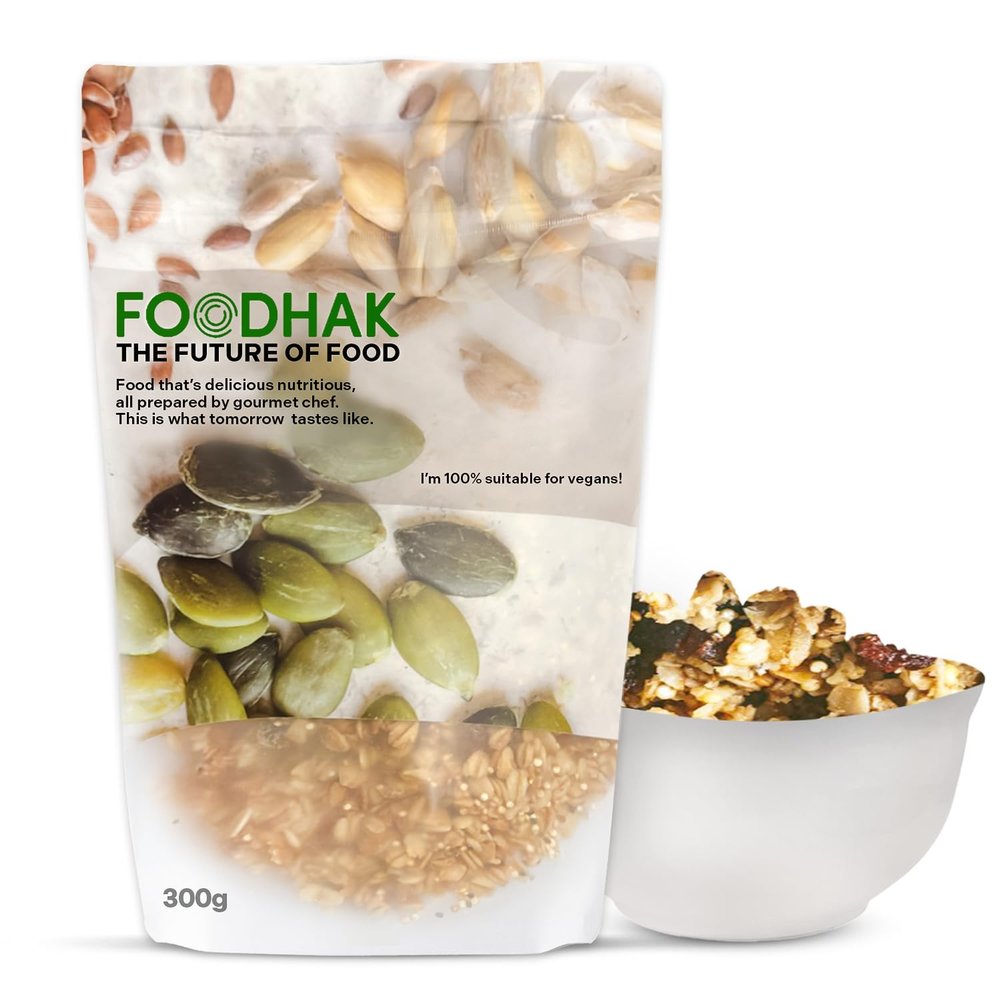 FOODHAK Homemade Gluten Free Granola Breakfast Cereal (Pack of 1) 300g Made in the UK with Maple Syrup & Chia Seeds & Dried Apricots, No Added Refined Sugar