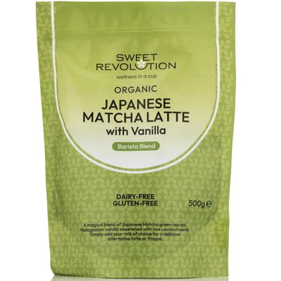 Sweet Revolution Organic Japanese Matcha Latte with Vanilla Barista Blend (3 x 500g) Catering Pack. Gluten Free, Dairy Free, Refined Sugar-Free.