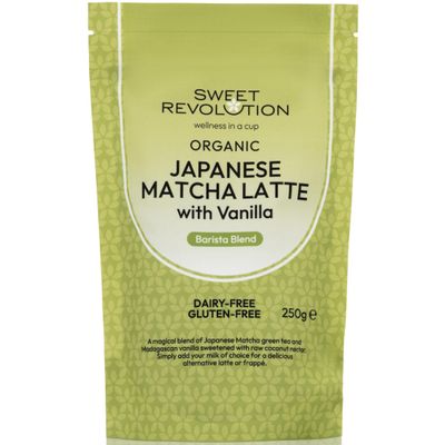 Sweet Revolution Organic Matcha Latte with Vanilla Barista Blend (2 x 250g) Catering Pack. Gluten Free, Dairy Free, Refined Sugar-Free.