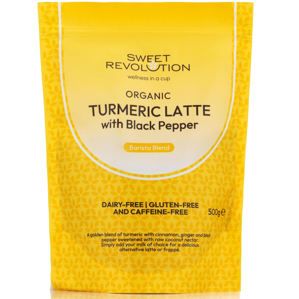 Sweet Revolution Organic Turmeric Latte with Black Pepper Barista Blend (2 x 500g) Catering Pack. Gluten Free, Dairy Free, Refined Sugar-Free