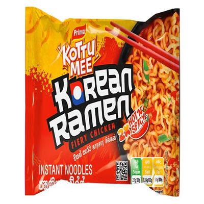 Prima Kottu Mee Noodles | Authentic Sri Lankan Spicy Flavor Instant Noodles | Quick & Spicy | (Pack of 10, Korean Ramen Fiery Chicken 110g)