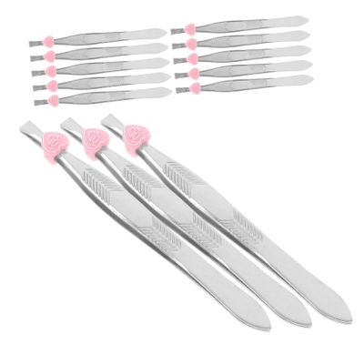 Baluue 24pcs Stainless Steel Heart Shape Tweezers with Arrow Pattern, Professional High Quality Eyebrow Tweezers for Precise Hair Removal, Portable Design for Travel and Business Trip
