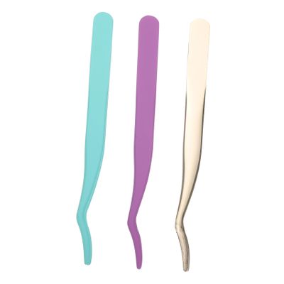 Baluue Lash Tweezers Precision Tools for Eyelash Extensions 3pcs in Assorted Colours, Stainless Steel for Selecting and Applying False Eyelashes, Suitable for Personal and Professional