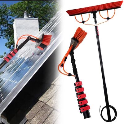 Water Fed Pole Kit,Window Cleaning Kit with Extension Pole, 180 Rotatable Brush Head Telescopic Cleaning Brush Outdoor Window Glass Solar Panel Spray Washer Washing Equipment (Size : 18FT/5.4M)