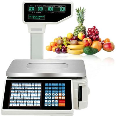 XNXYSMKJ Digital Price Label Printing Scale,Wifi Commercial Electronics Barcode Scale Cash Register for Supermarket Convenience,Double-Sided LCD Display