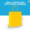 Nationwide Paper 200 Small Yellow Paper Bags, Party Bags, Gift bag DIY and Sweet bags with Strong Twisted Handles (18x9x22cm) view 2