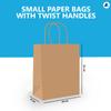 Nationwide Paper Case of 500 Small Brown Paper Bags, Party Bags with Twist Handles, Gift bag DIY and Sweet bags (18x9x22cm) view 2