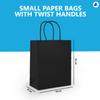 Nationwide Paper 200 Small Black Paper Bags, Party Bags, Gift bag DIY and Sweet bags with Strong Twisted Handles (18x9x22cm) view 2