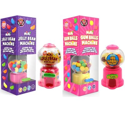 2 x Mixed Zeed Candy Mini Jely Beean Machine Gift Box & Mini Gumball Machine Gift Box 175g