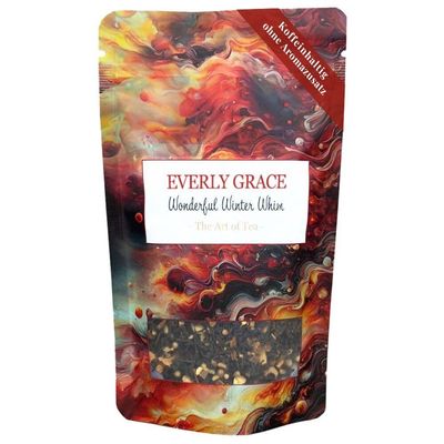 Everly Grace Wonderful Winter Whim, Organic Winter Tea, Bold Loose Leaf Black Tea with Ginger Cinnamon and Black Pepper, Spicy and Energising Infusion for the Cold Season, Natural Aromas