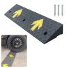 Driveway Rubber Curb Ramps - Heavy Duty Loading Ramps with Expansion Bolts - Car Ramps Marked with Yellow Arrows view 1