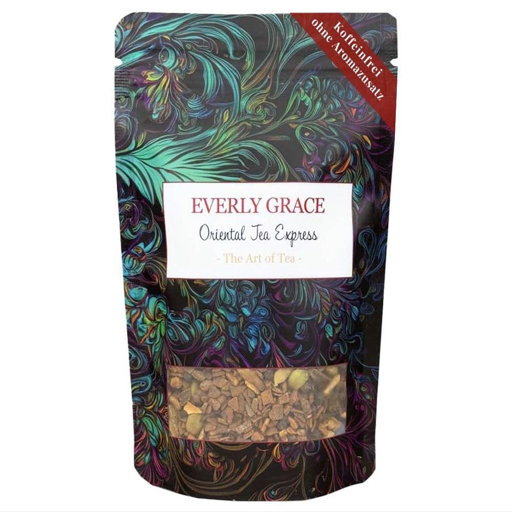 Everly Grace Oriental Tea Express, Organic Chai Herbal Tea, Spicy Loose Leaf Ayurvedic Spice Blend, Caffeine Free Infusion for Hot Chai Latte or Refreshing Iced Tea, Natural Flavours