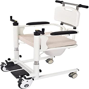 Patient Lift Wheelchair Transfer Chair w/180 Split Seat For Home, Portable Bedside Commode w/Backrest and Potty Shower Chair Toilet Chair for Nursing Paralyzed Elderly