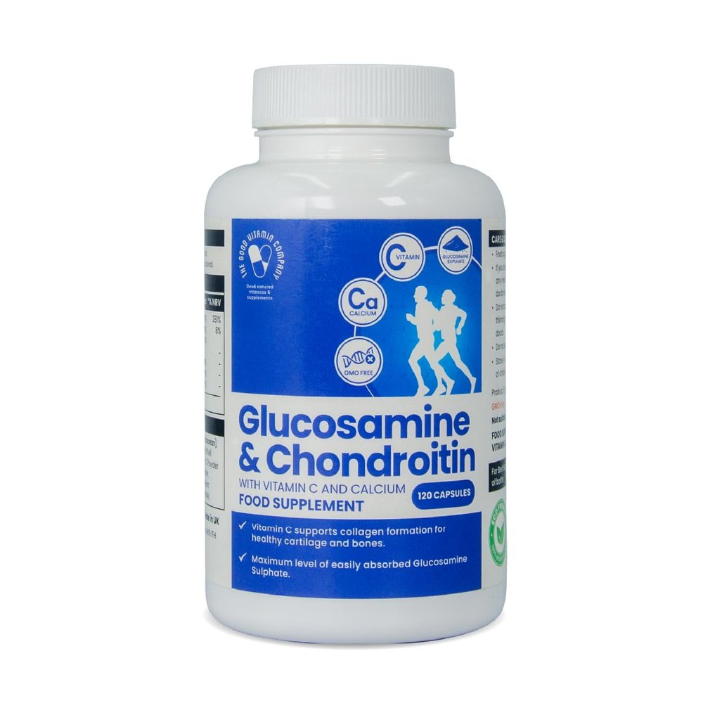 Glucosamine & Chondroitin Capsules with Vitamin C Joint & Cartilage Support Supplement | Supports Mobility, Flexibility & Collagen Formation | 120 Capsules (40 Days Supply) | Made in UK