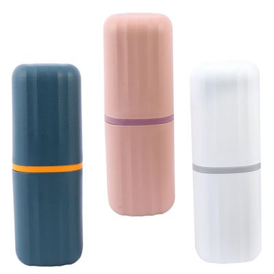 Baluue Portable Travel Toothbrush Case Keeps Items Clean and Tidy Bathroom Washing Cup 3pcs Plastic Round Corner Simple Practical Design Random Color for Travel