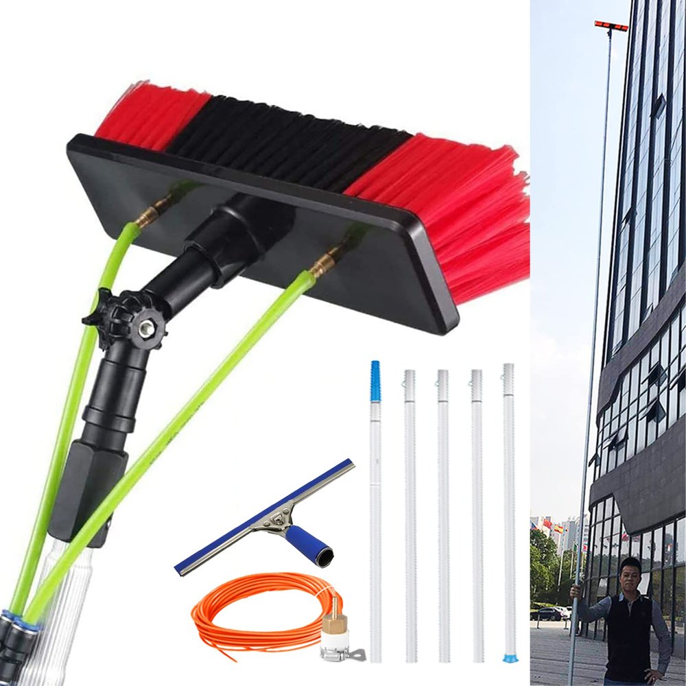 10-39 Foot Window Cleaning Water Fed Poles, Conservatory Roof Cleaning Kit, Water/Hose Fed Pole, Solar Panel Cleaning Equipment, Long Pole Window Cleaner with Squeegee/6m Pole/30cm