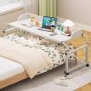 Height Adjustable Overbed Table with Wheels Medical Desk for Bedridden Patients Laptop Desk with Food Tray White view 1