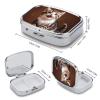 Pill Box with Mirror 2 Compartment Portable Cute Happy Kitten Pill Organizer for Pocket Or Purse Travel Medicine Pill Case Weekly Medicine Pill Container Holder for Daily Meds view 2