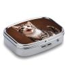 Pill Box with Mirror 2 Compartment Portable Cute Happy Kitten Pill Organizer for Pocket Or Purse Travel Medicine Pill Case Weekly Medicine Pill Container Holder for Daily Meds view 3