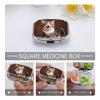 Pill Box with Mirror 2 Compartment Portable Cute Happy Kitten Pill Organizer for Pocket Or Purse Travel Medicine Pill Case Weekly Medicine Pill Container Holder for Daily Meds view 4