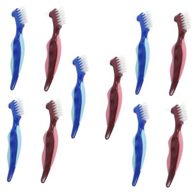 Baluue 10pcs Denture Brush for Cleaning Dentures Double Sided Toothbrush for Travel Soft Bristles for Braces Care