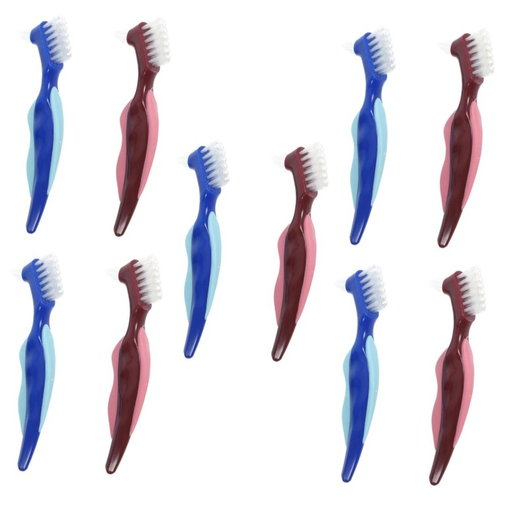 Baluue 10pcs Denture Brush for Cleaning Dentures Double Sided Toothbrush for Travel Soft Bristles for Braces Care