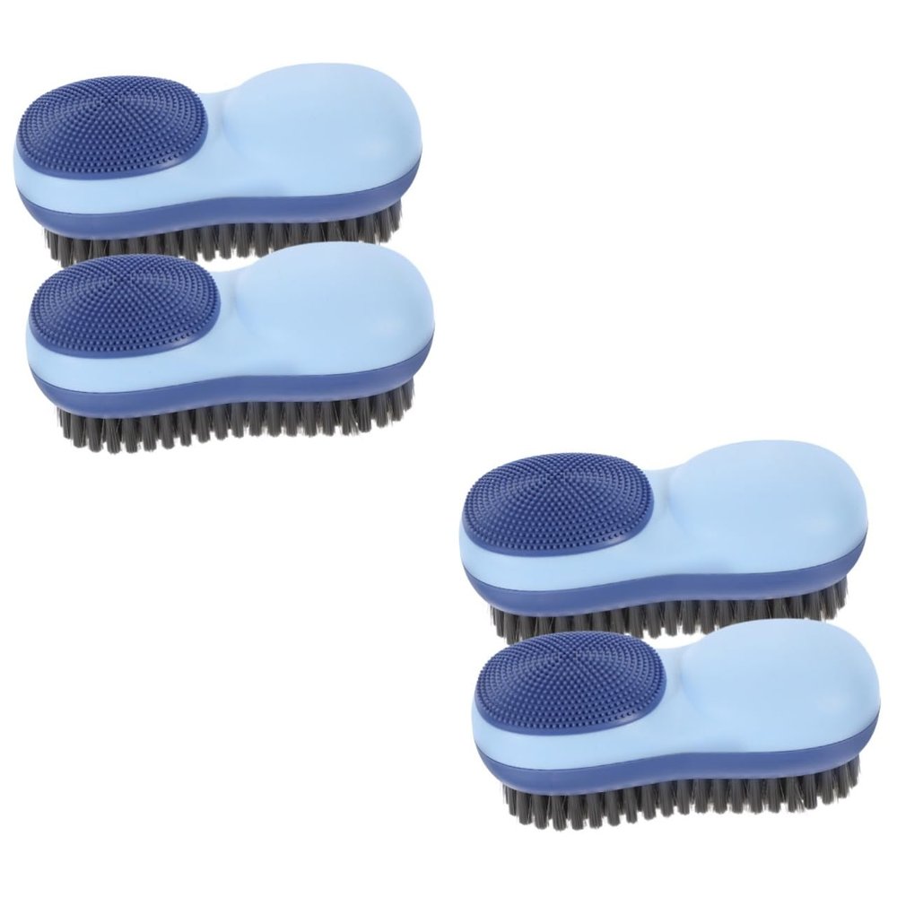 Baluue 4pcs Laundry Brush Double-sided Scrub Brush Clothes Cleaning Comfortable Grip for Home Laundry
