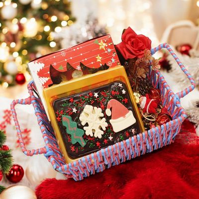 Ghasitaram Gifts Jaiccha Christmas Gifts Christmas Multicolur Basket with Plum Cake