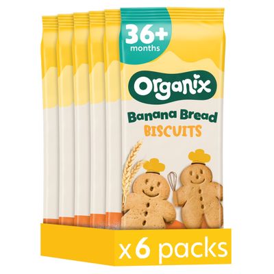 Organix Banana Bread Biscuits, Organic Toddler Snacks, 135 g (6 Pack)