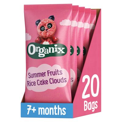 Organix Summer Fruits Rice Cake Clouds, Berry Flavour, 5 x (4 x 18 g Packs)