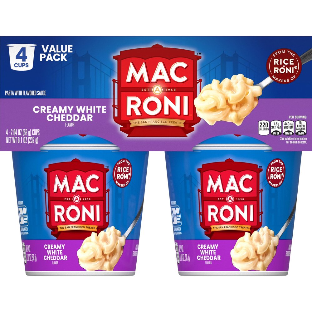 Mac-A-Roni Cup, Creamy White Cheddar, 4-Pack