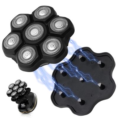 7D Magnetic Head Shaver Replacement Head Heads, 7D Blade Replacement Heads for Bald Men Replacement Easy Install Electric Razor Shaver Head for Wet&Dry Head Shaver and Face, Black
